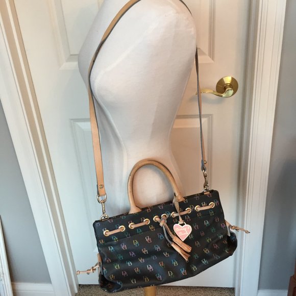 Vintage 90s Dooney & Bourke Colorful Signature Logo Tassel Handbag - Picture 7 of 12